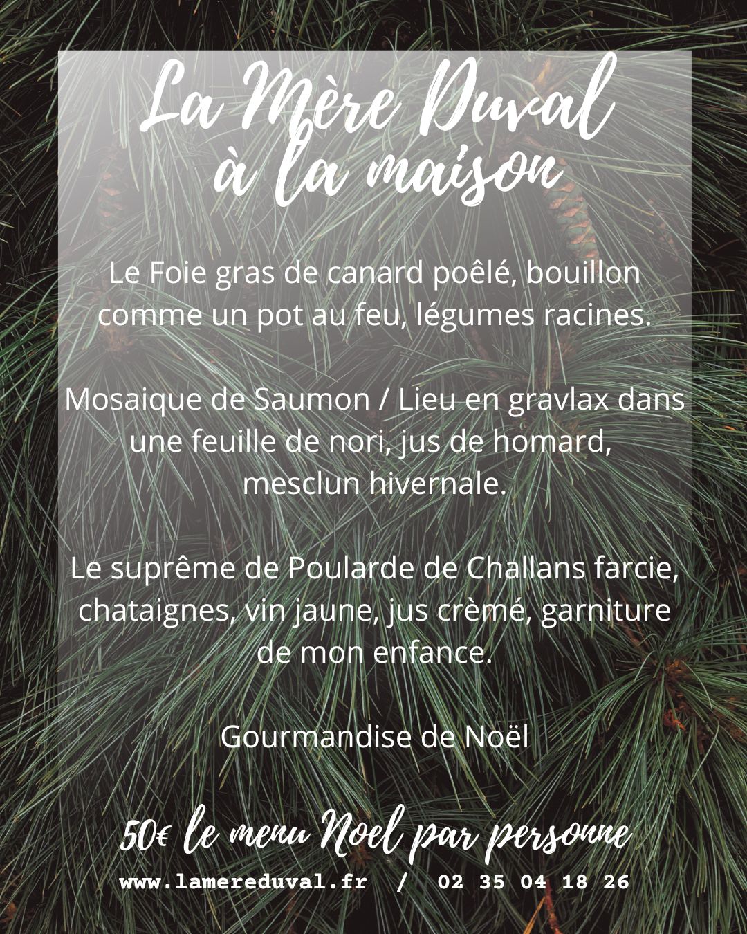 Menu de noel à emporter
